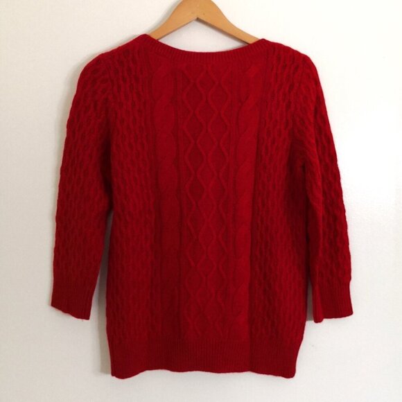 NWOT LOFT Wool/Cotton/Rabbit Hair Blend Cable Knit Cozy Sweater Size M - Picture 10 of 11